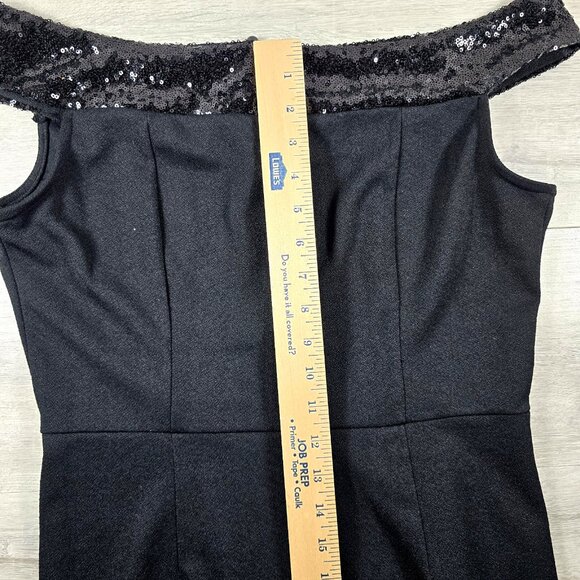 VTG Paraphrase Y2K 90's Black Jeweled Neck Sheath Dress Sz L Sleeveless Stretch - Picture 8 of 11